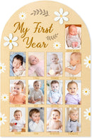 R HORSE My First Year Photo Display Wood Board, 3D Daisy Baby's First Year Picture Frame 12 Months Milestone Board Neutral Baby Keepsake Birthday Nursery Decor Gift for Boy Girl by TinyTreasures Baby Boutique