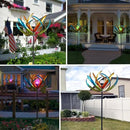 Large Solar Wind Spinners for Yard and Garden-82.6 Inch 360° Metal Wind Sculptures Outdoor Clearance Kinetic Windmills with Multi Color Led Glass Ball by CozyNest Decor
