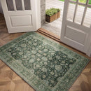 Washable 3x5 Entryway Rug Indoor, Boho Non-Slip Silicone Backing Small Rugs for Kitchen Nursery Office Bedroom, 0.3" Neutral Oriental Throw Carpet with 0.16" Cushioning Pad, Sage Green/Multi by TinyTreasures Baby Boutique