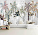 Hand Painted Coconut Tree Wallpaper Bedroom Tropical Plants Leaves Landscape Wall Mural Living Room (Not Peel and Stick) by CozyNest Decor