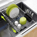 Dish Drying Rack in Sink, Expandable Stainless Steel Dish Drainer for Kitchen Sink, Dish Strainer Rack, Retractable Over Sink Dish Rack with Utensil Holder, 13.1''~16.6''D x 11.8''W, Silver by CozyNest Decor