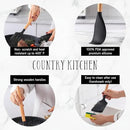 Country Kitchen Non Stick Silicone Utensil Set with Rounded Wood Handles for Cooking and Baking, 14 Piece Set, Black by CozyNest Decor