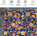 Snycler Boho Throw Blanket for Bed, 100% Organic Cotton Muslin Soft Throw-Blue Boho Floral Farmhouse Rustic Spring Summer Fall Decor Blanket for Couch Sofa Quilt and Gift, 80" x 90" by CozyNest Decor