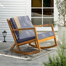 IDZO Club Rocking Chair 500lbs Capacity with Inclined Backrest, Thick Foam Cushion, Solid Acacia Wood Rocker for Patio, Backyard, Balcony, Porch, Grey by CozyNest Decor