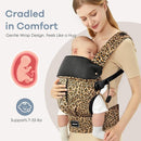 Baby Carrier with Lumbar Support, Cozy Baby Carrier Newborn to Toddler with Adjustable Seat Size, Ergonomic Infant Carrier with 3-Way Carry, Front Facing Toddler Hodler Carrier for Mom & Dad, Leopard by TinyTreasures Baby Boutique