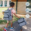 Wildkin ECO rPET 15-inch Kids Backpack – Sustainable, Padded, Adjustable – Black & White Checkered by TinyTreasures Baby Boutique