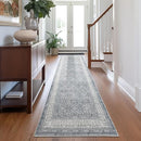 jinchan Hallway Runner Rug 3x7 - Machine Washable Grey Vintage Floral Distressed Design Soft Non-Slip Low-Pile Ultra-Thin Runner Rug for Kitchen Laundry Room Bedroom Farmhouse (3‘x8',Grey) by TinyTreasures Baby Boutique