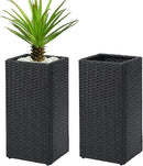 LEWIS&WAYNE Set of 2 Tall Planters for Outdoor Plants Handmade 24'' Wicker Tall Square Planter Box with Removable Liners Modern Planter for Indoor Outdoor Garden Patio Front Porch - Black by GreenHaven Gardens