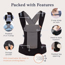 Beco Gemini Baby Carrier from Newborn to Toddler - Certified Ergonomic Newborn Baby Carrier for Infants and Children of 7-35 lbs - M Shape, Adjustable Seat, Breathable 3D Mesh (Cool Black) by TinyTreasures Baby Boutique