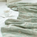 jinchan Boho 100% Cotton Muslin Twin Size 60x80 Inches Blanket Lightweight 4-Layer Quilted Soft Green and Beige Floral Throw Blanket Reversible Comfy Flower Breathable All Seasons Couch Bedroom Decor by CozyNest Decor