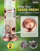iBorn Metal Bird Feeders Brushed Copper Wild Bird Feeder for Outdoors Hanging All Metal Brushed Copper Finishing 14 Inch 6 Port,Pack of 2 by CozyNest Decor