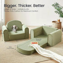 Tiny Land 2-in-1 Foldable Kids Couch with Pockets – Soft Thick Toddler Sofa, Lounger Couch, Convertible Kids Chair for Playroom, Bedroom or Living Room, Gift for Boys & Girls(Green) by CozyNest Decor