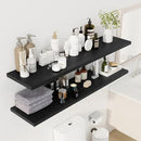 55" Floating Shelves for Wall, 12" Deep Slim Black Floating Shelves, Wall-Mounted Shelves for Bedroom, Living Room, Kitchen, Bathroom - Set of 2 by CozyNest Decor