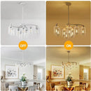 9-Light Antique White Chandelier with Clear Glass Shade, French Country Chandeliers for Dining Room, Adjustable Height Hanging Chandelier for Kitchen Island Living Room Foyer Bedroom by CozyNest Decor