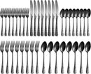 Floral 40 Pcs Black Silverware Set for 8, Food Grade Stainless Steel Flatware Set with Rose Flower Embossed Design, Eating Utensils Sets Include Fork/Knife/Spoon, Reusable Cutlery Set, Dishwasher Safe by CozyNest Decor