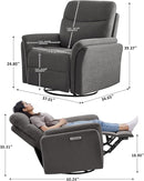 Power Recliner Chair Swivel Glider, Electric Rocking Recliner Chairs with USB and Type-C Ports, Nursery Chair Recliner for Office, Living Room, Bedroom（Dark Gray） by TinyTreasures Baby Boutique