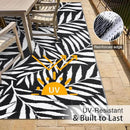 OLANLY Waterproof Outdoor Rug 5x8 ft, Reversible Outdoor Plastic Straw Rug with Leaf Pattern, RV Mat, Indoor Outdoor Carpet for Patio, Camping, Balcony, Deck, Backyard, Black & White by CozyNest Decor