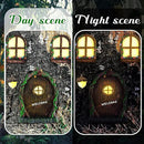 Resin Fairy Door & Window Set with Glow in The Dark Windows, Miniature Sculpture for Trees, Outdoor Decor Accessories by GreenHaven Gardens