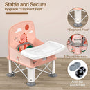 Baby Travel Booster Seat with Double Tray, BabyBond Upgraded Toddler Portable Baby Chair, Booster Seat for Dining Table, Stable and Foldable Booster Baby Chair for Indoor/Outdoor (Pink Dinosaur) by TinyTreasures Baby Boutique
