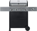 Kenmore 4-Burner Gas Grill with Side Burner, Outdoor BBQ Grill, Propane Gas Grill, Cast Iron Cooking Grates, Electronic Ignition, Warming Rack, Open Cart Design, 53000 BTUs, Stainless Steel and Black by GreenHaven Gardens