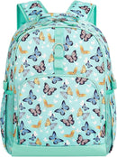 Choco Mocha Butterfly Backpack for Girls, Elementary School Backpack for Girls Ages 6-8 Kids Kindergarten Backpack Bookbag 17 Inch with Chest Strap, Green by TinyTreasures Baby Boutique