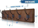 HBCY Creations Dark Wash Brown Rustic Coat Rack Wall Mount with 5 Hooks, Solid Pine Wood 24 inch Wall Hooks for Entryway, Mudroom, Hallway, Bathroom - Vintage Farmhouse Style Wall Mounted Towel Rack by CozyNest Decor