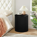 AVZEAR Small Round Side Table Fluted Night Stand Set of 2, Mid Century Modern End Table with Storage, Circle Bedside Tables Wood Nightstands for Small Spaces, Living Room, Bedroom (Black) by CozyNest Decor