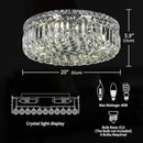 6-Lights Crystal Flush Mount Chandelier Light Fixture with K9 Crystals Modern Ceiling Lights Elegant Pendant Lamp for Bedroom,Hallway,Bar,Living Room,Dining Room,H5.9 xW20 (Bulbs Not Included) by CozyNest Decor