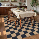 Lahome Checkered Easy Jute Carpet, Washable Area Rug 6x9 Neutral Outdoor Patio Rug, Farmhouse Checkerboard Non Slip Non Shedding Floor Carpet for Dining Living Room Deck Sunroom by CozyNest Decor