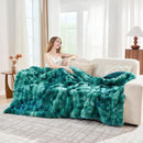 Lotus Karen Faux Fur Throw Blanket Tie-Dye Green-Big Bubble Rabbit Fluff Blanket for Couch,Small Fluffy Fuzzy Cozy Blanket,Thick Furry Plush Shaggy Blankets,50x60 Inches by CozyNest Decor