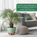 12/10/8 Inch Self Watering Pots for Indoor Plants Plastic Large Plant Pot for Outdoor Plants, Water Level Window & Spacious Reservoir Flower Pots Decorative Planter with Drainage and Tray (Green) by CozyNest Decor