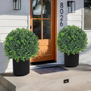 Artificial Boxwood Topiary Ball Tree 24" with Ground Spike, Set of 2 Artificial Boxwood Bushes for Faux Shrubs, Fake Evergreen Faux Plant for Indoor Outdoor Porch Garden- UV Resistant – Fade-Proof by GreenHaven Gardens