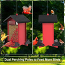 Squirrel Proof Bird Feeder for Outdoor Hanging,Metal Bird Seed Feeder with Bilateral Weight Activated Perches,5LB Large Capacity Wild Bird Feeders for Outside,Easy Refill and Clean,Red by GreenHaven Gardens