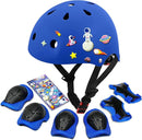 Kids Bike Helmet with DIY Stickers and Knee Pads Elbow Pads Wrist Guard Set for Ages 3-8-14 Toddler Boys Girls Helmet for Roller Skates Cycling Skateboarding Bicycle Scooter by TinyTreasures Baby Boutique