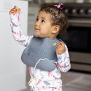 BUSY BABY Bungee Bib & Utensil Set – Adjustable Silicone Bib with Pocket & Tethered Utensils for Babies & Toddlers by TinyTreasures Baby Boutique