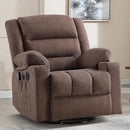Rocker Recliner Chair with Heat and Massage, 360° Swivel Recliner Chairs for Adults, Heavy Duty Reclining Sofa Chair with USB Port Cup Holders Side Pockets for Living Room (Brown) by CozyNest Decor