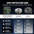 TITAN Flexible Garden Hose 15FT – Ultra Lightweight, Heavy Duty Water Hose with Brass Fittings & Jet Nozzle – Kink-Free, Non-Expanding, Durable Fabric Hose for Yard, Lawn, Car Wash, Outdoor Use by GreenHaven Gardens