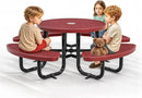 Metal Picnic Tables for Kids for Outdoors with Umbrella Hole - Coated Steel Heavy Duty Commercial Grade Table with Adjustable Seats (Red, 38 in, Kids, Expanded Steel) by GreenHaven Gardens