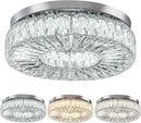 16.5 Inch Dimmable Chandelier with Remote Control LED Crystal Chandelier Modern Flush Mount Ceiling Light Fixtures for Living Room Bedroom Dining Room Entrance (dimmable-16.5") by CozyNest Decor