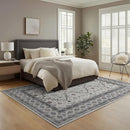 9x12 Area Rug Living Room Rugs, Stain Resistant Washable Rug, Vintage Large Non-Slip Backing, Low Pile Lightweight Print Rug for Bedroom Dinning Room Home Office (White Cream/Gray) by TinyTreasures Baby Boutique