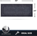 PURRUGS Dirt Trapping Door Mat 24" x 60", Non-Slip/Skid Machine Washable Entryway Rug, Shoes Scraper, Area Rug, Super Absorbent Welcome Mat for Muddy Wet Shoes and Paws, Bluish Grey & Charcoal by CozyNest Decor