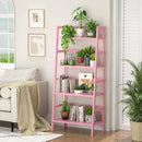 Homykic Bamboo Ladder Bookshelf, 4-Tier Ladder Shelf Open Book Shelf Freestanding Bookcase Bathroom Storage Rack Plant Stand for Living Room, Bedroom, Office, Easy Assembly, Pink by CozyNest Decor