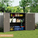 KINYING Outdoor Horizontal Storage Sheds,Outdoor Storage Cabinet Waterproof Resin Tool Storage Box for Lawn Mower,Garden Tools and Patio Furniture, Lockable (Brown) by GreenHaven Gardens