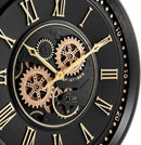 CLXEAST 24 Inch Wall Clock with Moving Gears, Black Gold Roman Numeral Wall Clocks for Modern Farmhouse Living Room Decor,House Warming Gifts New Home by CozyNest Decor