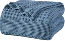 PHF 100% Cotton Waffle Weave Blanket King Size, Soft Lightweight Breathable Cozy Summer Blankets for Bed, Luxury Aesthetic Woven Bedding for Home Decor, 108"x90", Captain's Blue by CozyNest Decor