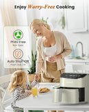 Nuwave Brio Plus Air Fryer 8 Qt, New & Improved, PFAS-FREE, 7 Digital One-Touch Cook Functions that AIR FRY, BAKE, ROAST, DEHYDRATE, TOAST, REHEAT, PREHEAT, 150 Presets, 50°F~400°F (Cream) by CozyNest Decor