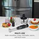 OVENTE Immersion Hand Blender, 300W Electric Handheld Portable Stick Mixer Set with 2 Mixing Speed, Stainless Steel Blades, Egg Whisk Attachment, Mixing Beaker and BPA-Free Food Chopper, Black HS565B by TinyTreasures Baby Boutique