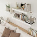 Deep Floating Shelves, 24''W x 12''D Floating Shelves White Set of 2, 12 Inch Deep Large Wood Shelves for Books Living Room Bathroom Laundry Room Bedroom Kitchen Home Office - White by CozyNest Decor