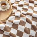 LOMAO Throw Blankets Flannel Blanket with Checkerboard Grid Pattern Soft Throw Blanket for Couch, Bed, Sofa Luxurious Warm and Cozy for All Seasons (Khaki, 90"x90") by CozyNest Decor