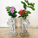 Angel Statue with Solar Lights (Right) 19.7 Inch, Outdoor Solar Angel Garden Statue with Roma Pillar for Garden Lawn Deocr, Christian Religious Gift by GreenHaven Gardens